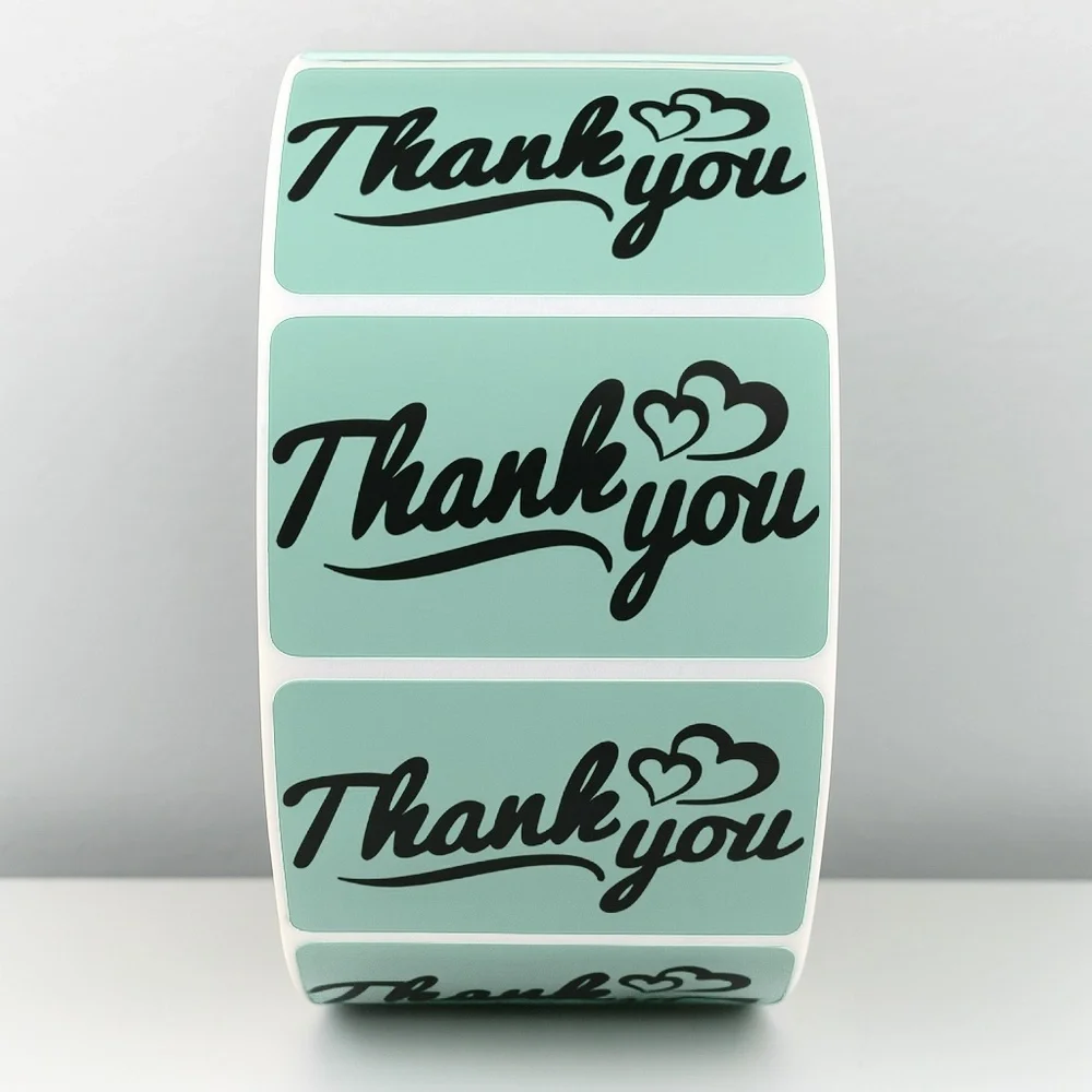 Thank You Stickers with Hearts – Modern Script Labels for Small Business
